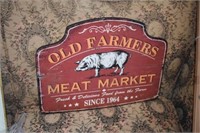 Old Farmers Meat Market Wood Sign