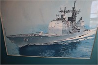 Watercolour of a US Battleship by Frank Parsons