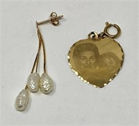 14K YELLOW GOLD JEWELRY LOT: