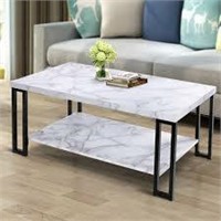Costway Coffee Table-Faux Marble Finish