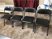 Set of 4 Black Padded Seat Folding Chairs