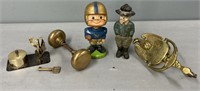 Cast Iron Still Bank; Football Bobblehead & Lot