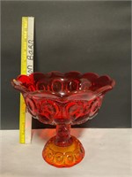 Amberina footed glass bowl