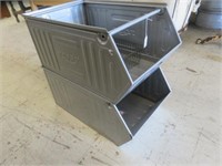 PAIR TERRY ROLL AROUND INDUSTRIAL BINS AND WIRE