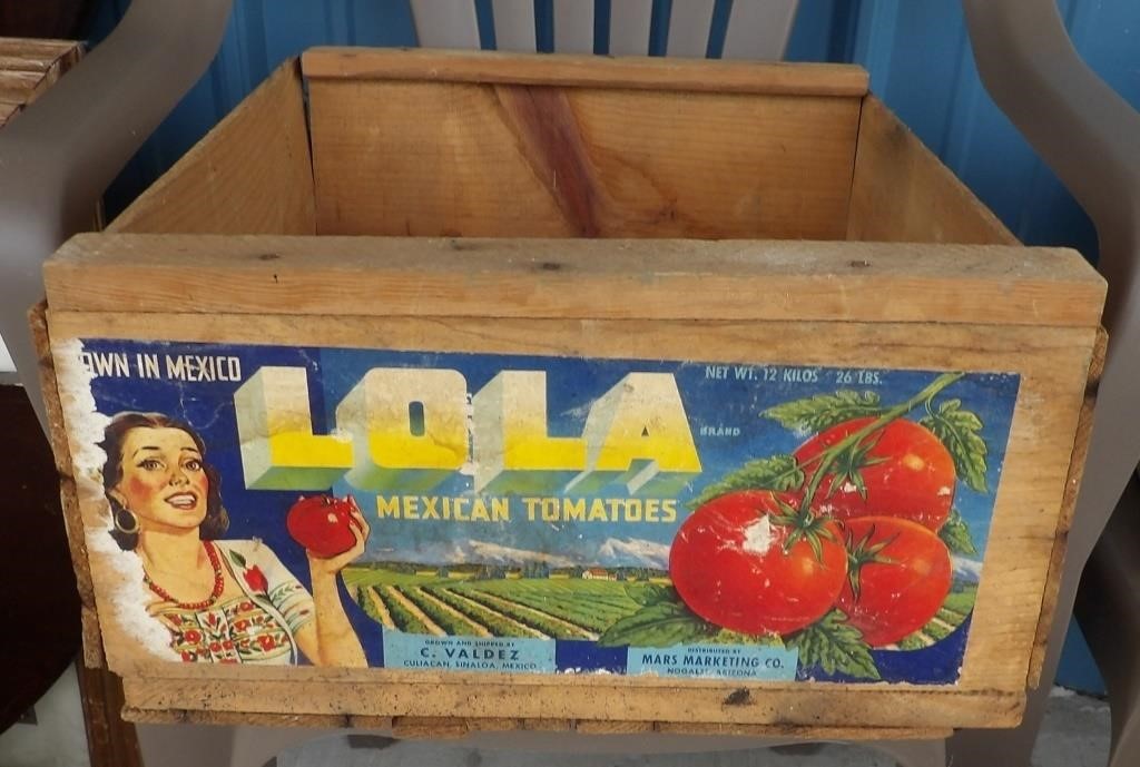 Lola Mexican Tomatoes Wooden Crate