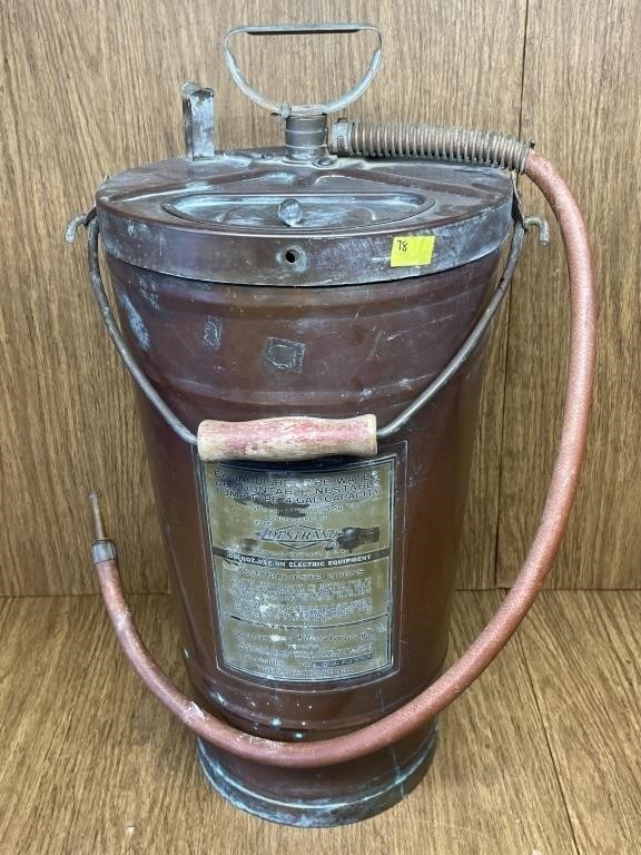 Vintage Lofstrand Co Copper Fire Extinguisher