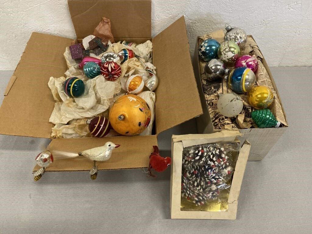 2 Boxes Of Vintage Christmas Ornaments