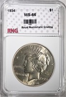 1934 PEACE DOLLAR RNG SUPERB GEM BU