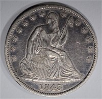 1843 SEATED HALF DOLLAR, XF/AU