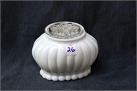 MILK GLASS FLOWER FROG VASE