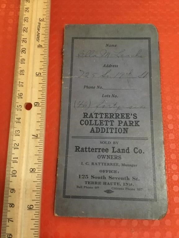 Ratterree Land Co. Terre Haute Indiana 1916