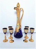 Gold and Cobalt Hand Painted Decanter