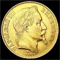 1867 France .1867oz Gold 20 Francs UNCIRCULATED