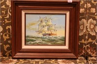 framed painting, oil on canvas, signed by artist