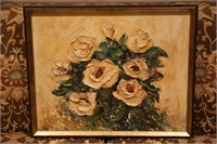 framed floral oil painting on canvas