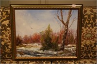 framed oil painting, signed M E GAMBRIEL