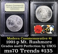 1991-p Mount Rushmore Modern Commem Dollar $1 Grad