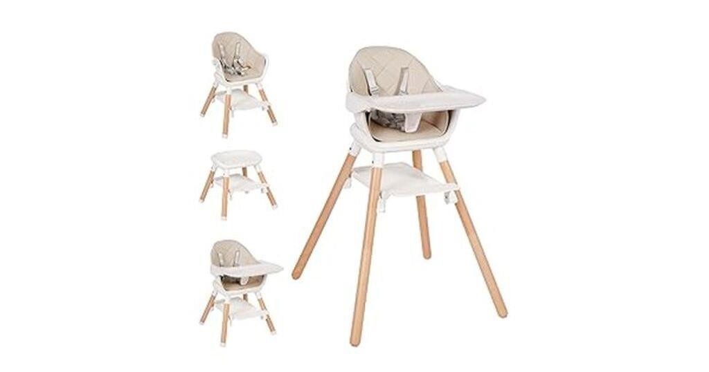 $150-Komcot 6-In-1 Baby High Chair, Wooden