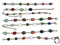 7 Vintage Stone Scarab Bracelets