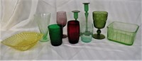 10 pc COLORED GLASSWARE