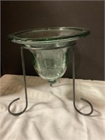 9” Tall Bell Glass Pillar Candle Holder