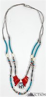 Turquoise & Silver Bead 2-Strand Necklace