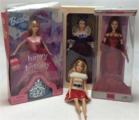 (4)COLLECTIBLE BARBIES, BIRTHSTONE AND VALENTINE