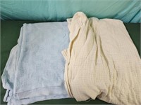 Cotton blankets, blue and off white
