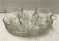 Vintage glass sandwich plates with cups (4)