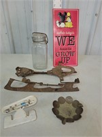 vintage thermometer and misc.