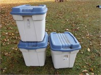 3 Rubbermaid Storage Boxes 83 Litres