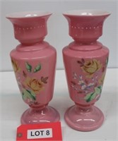 (2) Unmarked Floral Pattern Vases