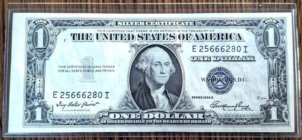 1935-E $1 US Silver Certificate Paper money bill