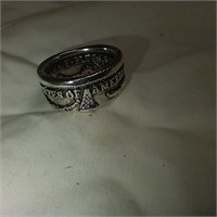 Silver Toned Coin Designed Ring