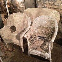 Wicker Settee and 2 Chairs