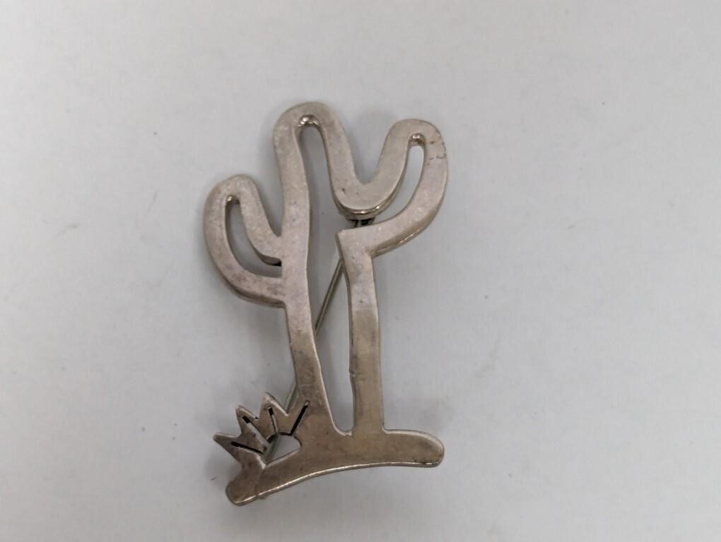 .925 Sterling Taxco Cactus Brooch