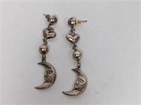 .925 Sterling Moon/Heart Dangle Earrings