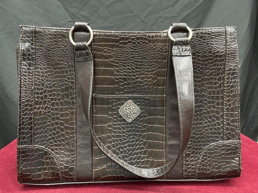 Coldwater Creek Brown Faux Croc Leather Purse