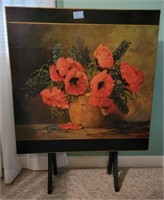 PAINTED FOLDING FIRESCREEN/TABLE - TOP IS 28"