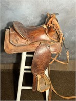 Vintage Roy Rogers Kid's Pony Saddle and Bridle