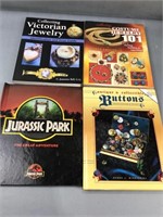 Jewelry collecting books, button collecting book,