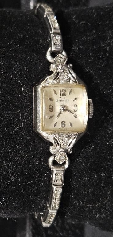 1930s 14K White Gold Diamonds Watch Paul Breguette