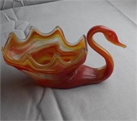 Vtg Mid Century Blown Glass Art Glass Swan