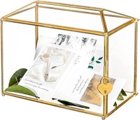 Gold Glass Card Box - Geometric Decor
