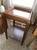 WOODEN END TABLE (16" X 16" X 27")