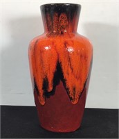 WEST GERMAN POTTERY VASE RED / ORANGE