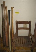 Wood and Aluminum Bats & Small Child's Chair