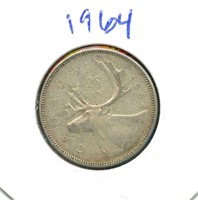 1964 Canadian Silver Quarter