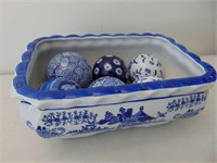 Heavy Porcelain Bowl with Porcelain Balls