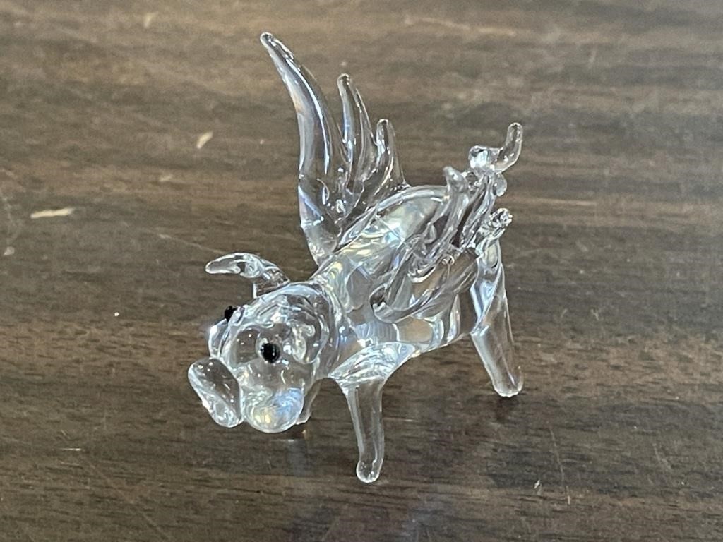 Blown glass flying pig